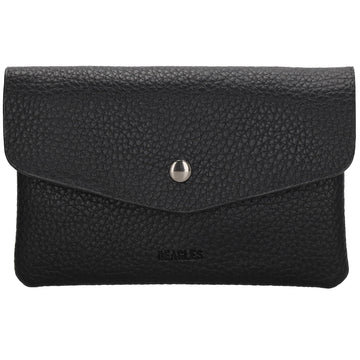 Minibörse 15,5x10cm im Querformat in Schwarz mit Druckknopf - leder-accessoires.com