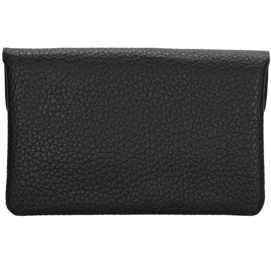 Minibörse 15,5x10cm im Querformat in Schwarz mit Druckknopf - leder-accessoires.com
