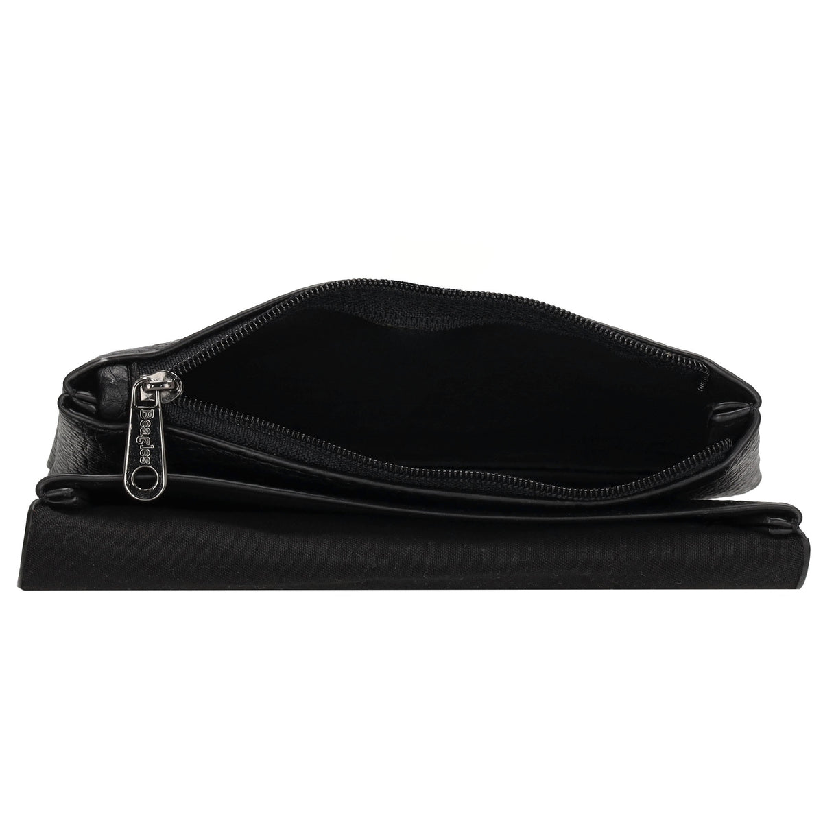 Minibörse 15,5x10cm im Querformat in Schwarz mit Druckknopf - leder-accessoires.com