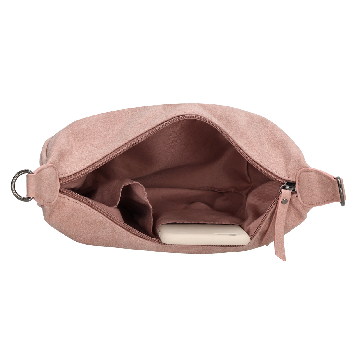 Bodybag 28 x 18cm in marmorierter Optik Hellrosa - leder-accessoires.com