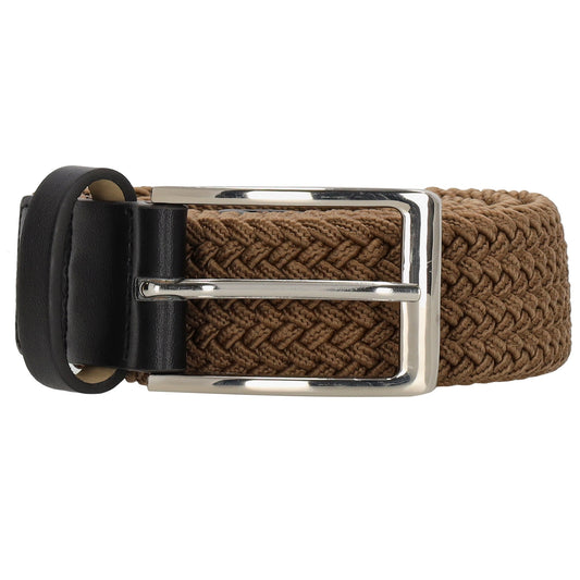 Stretchgürtel|Bandgürtel 35mm in Braun mit Dornschließe und Lederspitze - leder-accessoires.com