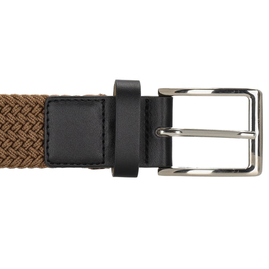 Stretchgürtel|Bandgürtel 35mm in Braun mit Dornschließe und Lederspitze - leder-accessoires.com