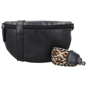 Bodybag 24x13cm in Schwarz mit Reißverschluss und Wechselriemen - leder-accessoires.com
