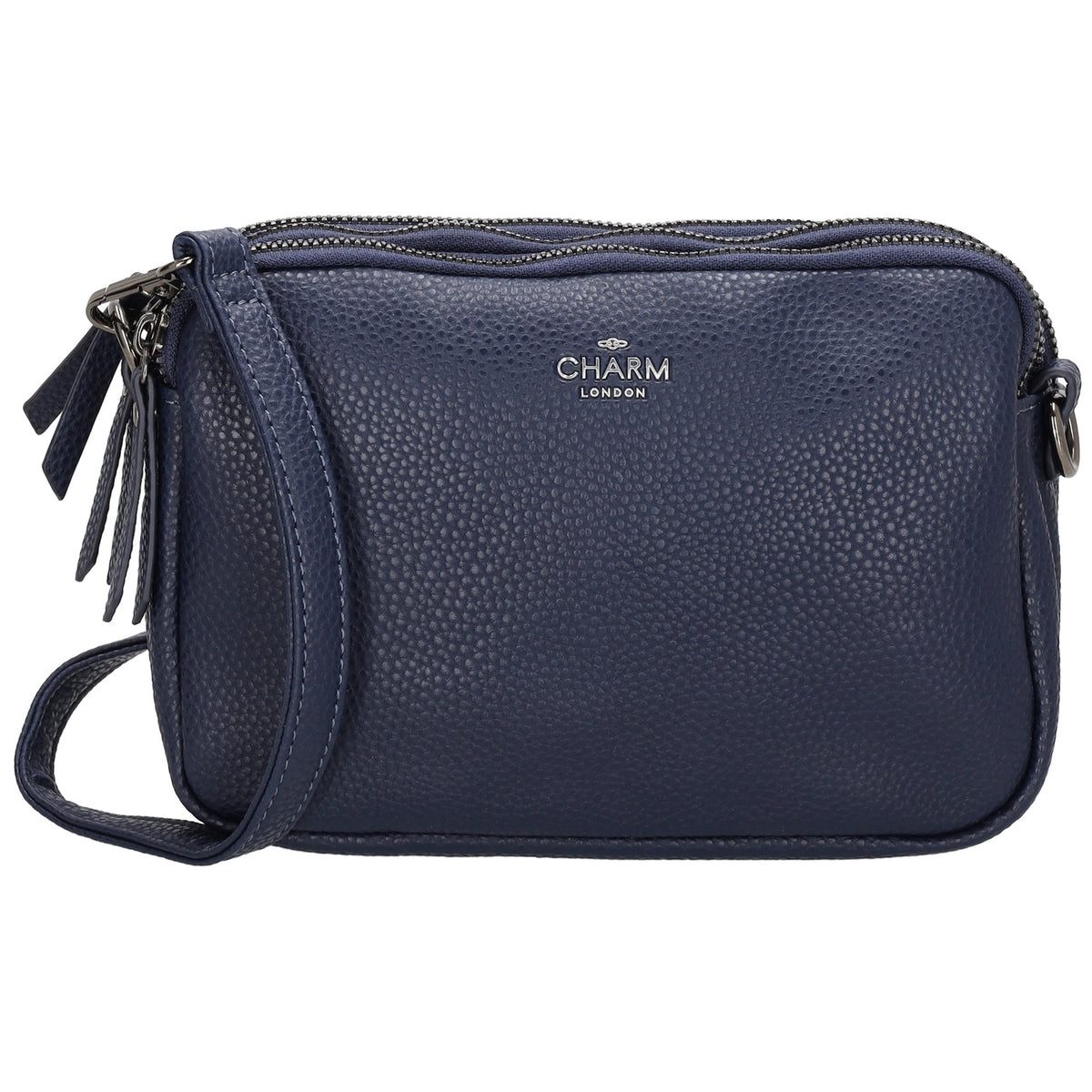 Schultertasche 21x14cm in Blau mit drei Hauptfächern und Reißverschluss - leder-accessoires.com