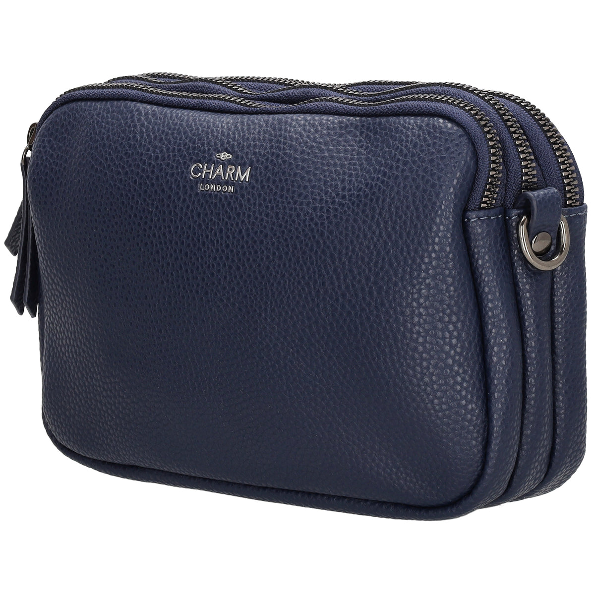 Schultertasche 21x14cm in Blau mit drei Hauptfächern und Reißverschluss - leder-accessoires.com