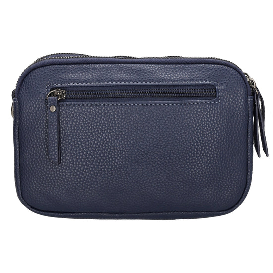 Schultertasche 21x14cm in Blau mit drei Hauptfächern und Reißverschluss - leder-accessoires.com
