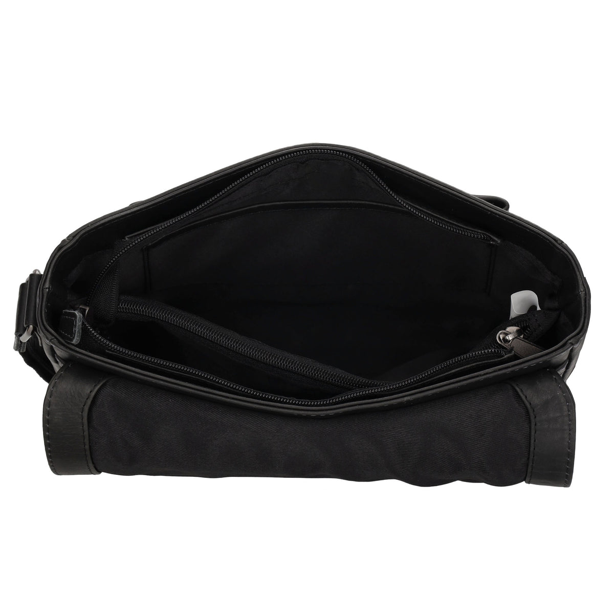Schultertasche 28x19cm in Schwarz aus Leder mit Überschlag - leder-accessoires.com