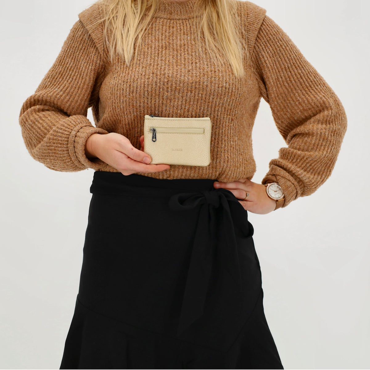 Schlüsseletui 12,5x9cm in Gold-Metallic mit Reißverschluss - leder-accessoires.com