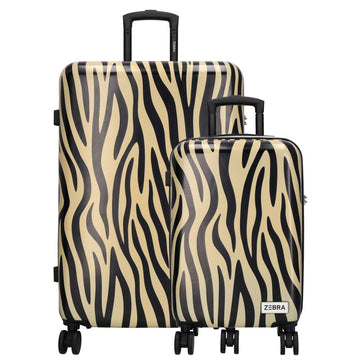 Reisetrolley|Hartschalenkoffer im SET 76|57cm im Zebra-Look mit 4-Rad - leder-accessoires.com