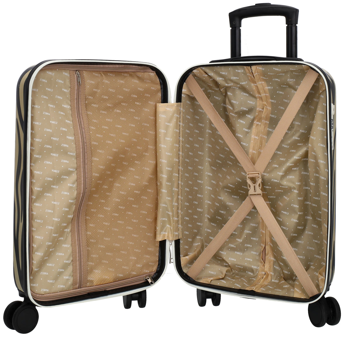 Reisetrolley|Hartschalenkoffer im SET 76|57cm im Zebra-Look mit 4-Rad - leder-accessoires.com