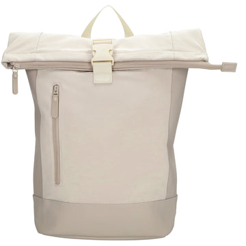 Rolltop-Rucksack 46x38cm in Creme mit Reißverschluss und Reißverschlussfach - leder-accessoires.com