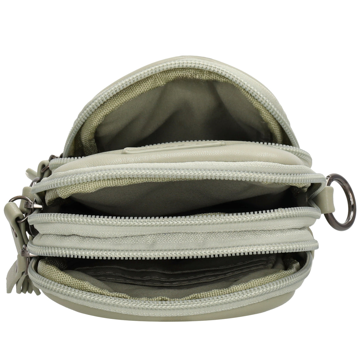 Handytasche | Minibag gesteppt 13x19cm in Mint mit Reißverschluss und Vortasche - leder-accessoires.com