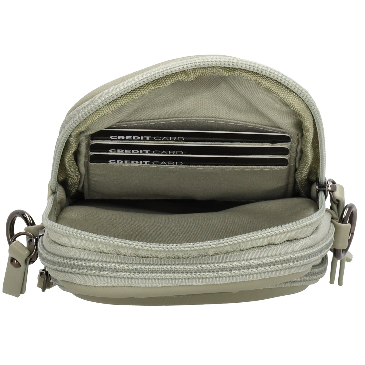 Handytasche | Minibag gesteppt 13x19cm in Mint mit Reißverschluss und Vortasche - leder-accessoires.com