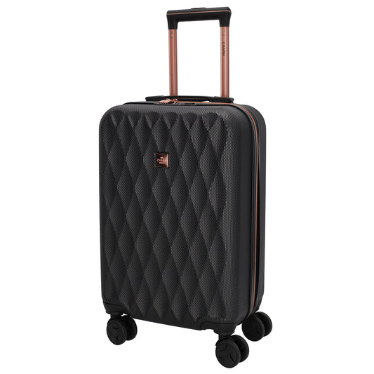 Reisetrolley|Hartschalenkoffer 55cm in Schwarz|Rose mit 4-Rad - leder-accessoires.com