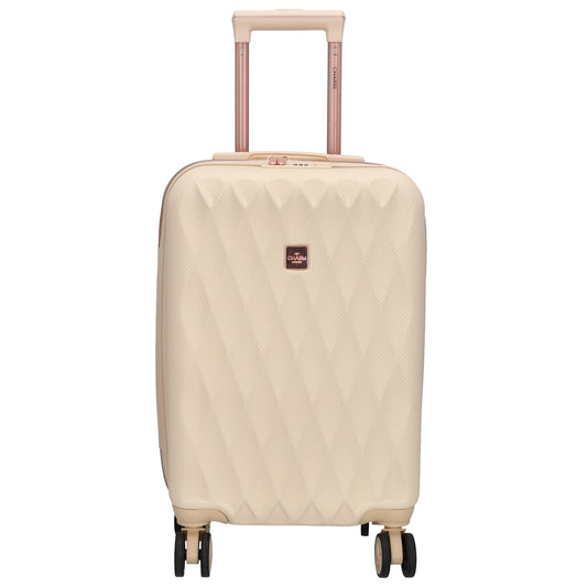Reisetrolley|Hartschalenkoffer 55cm in Creme|Rose mit 4-Rad - leder-accessoires.com