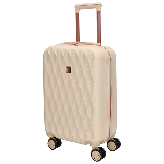 Reisetrolley|Hartschalenkoffer 55cm in Creme|Rose mit 4-Rad - leder-accessoires.com