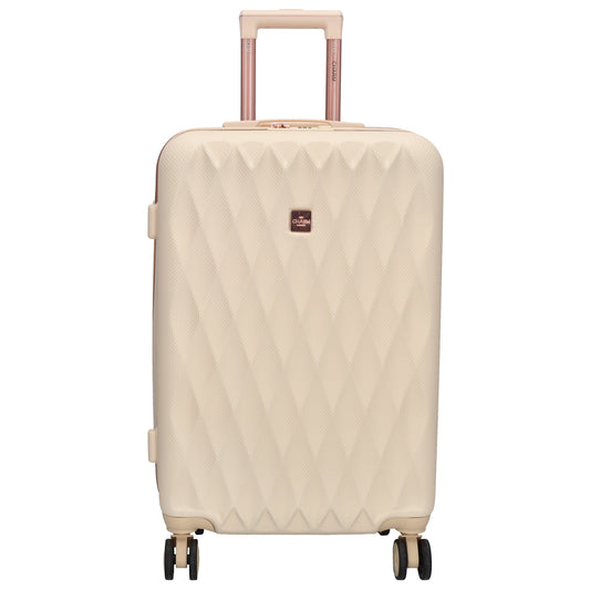 Reisetrolley|Hartschalenkoffer 66cm in Creme|Rose mit 4-Rad - leder-accessoires.com