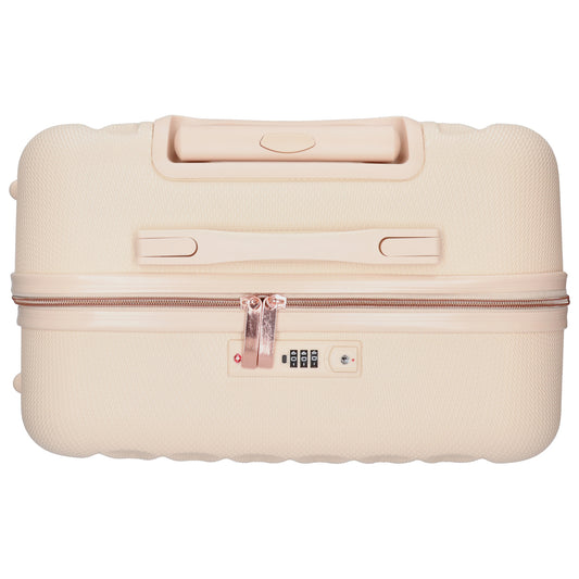 Reisetrolley|Hartschalenkoffer 66cm in Creme|Rose mit 4-Rad - leder-accessoires.com
