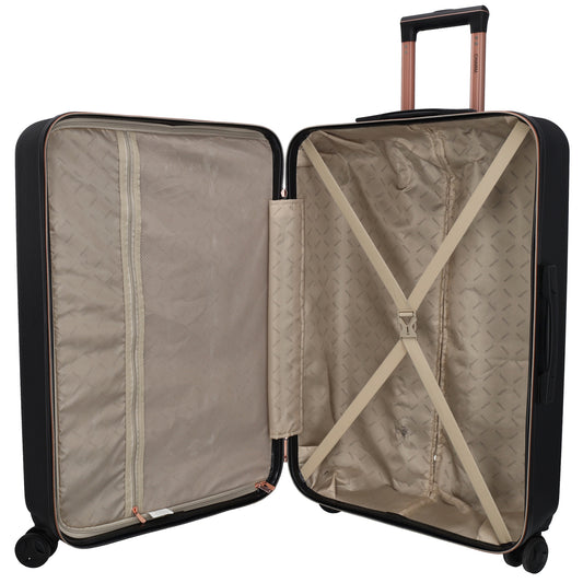 Reisetrolley|Hartschalenkoffer 75cm in Schwarz|Rose mit 4-Rad - leder-accessoires.com