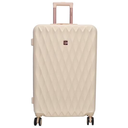 Reisetrolley|Hartschalenkoffer 75cm in Creme|Rose mit 4-Rad - leder-accessoires.com