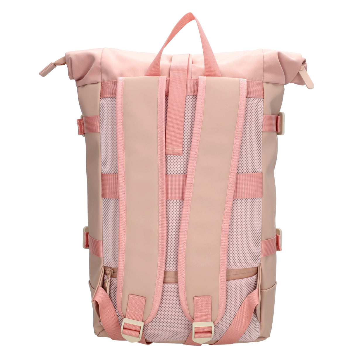 Rolltop-Rucksack 24x59cm in Rosé mit Reißverschluss und Reißverschlussfach - leder-accessoires.com