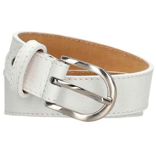 Weißer Ledergürtel 2,5cm – Vollrindleder, Silber-Schließe, Mattschimmernd - leder-accessoires.com