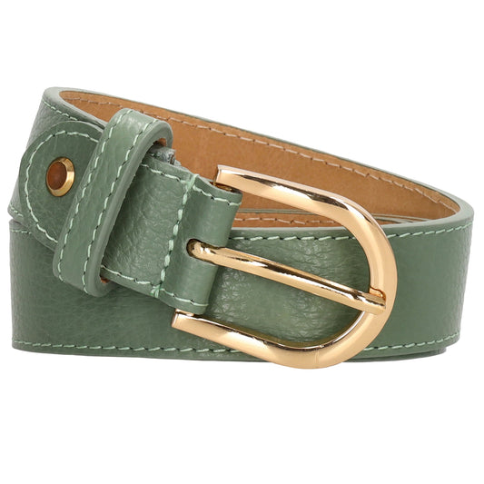 Pistazien Ledergürtel 2,5cm – Vollrindleder, Gold-Schließe, Mattschimmernd - leder-accessoires.com