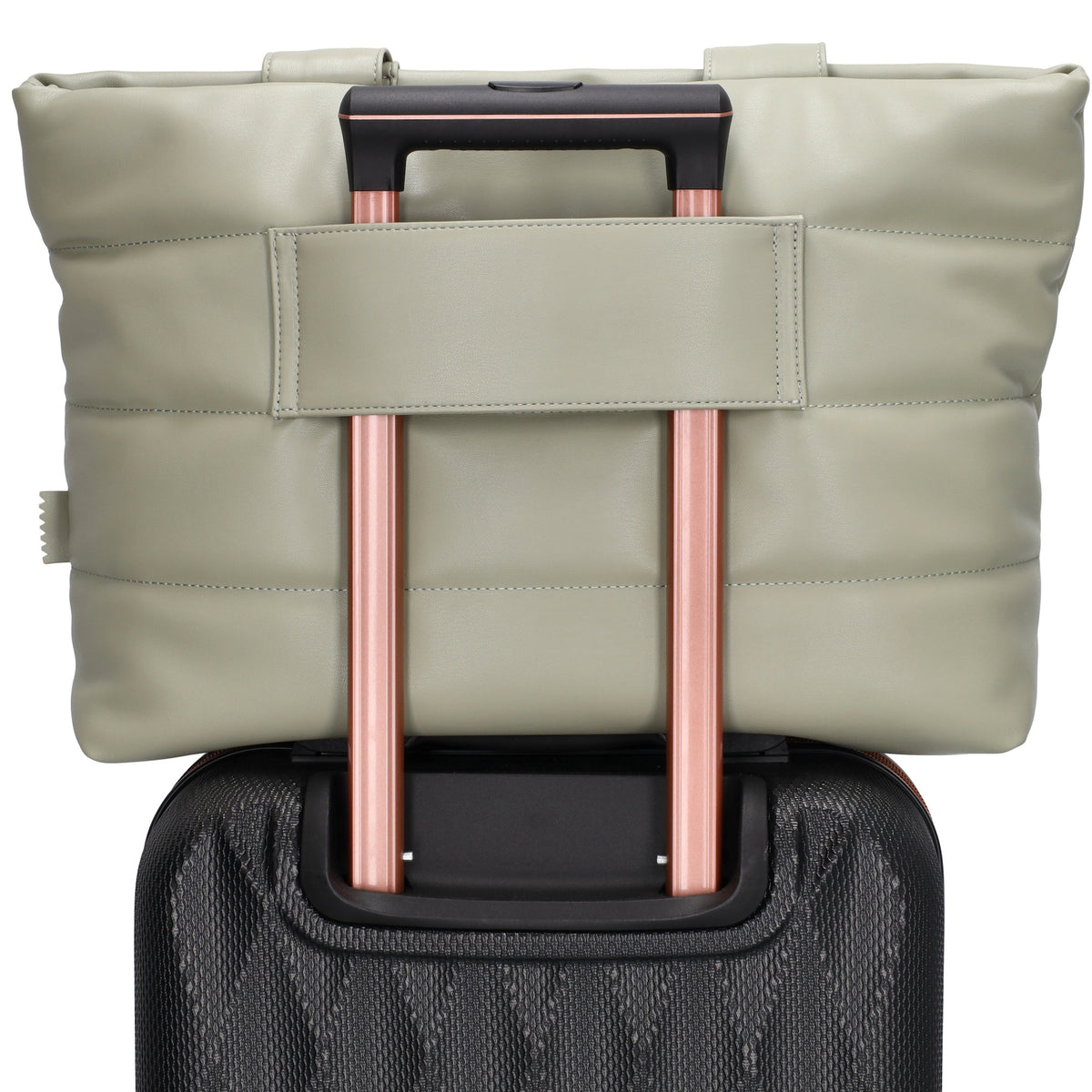 Shopper gesteppt 48x30cm in Mint aus Kunstleder - leder-accessoires.com