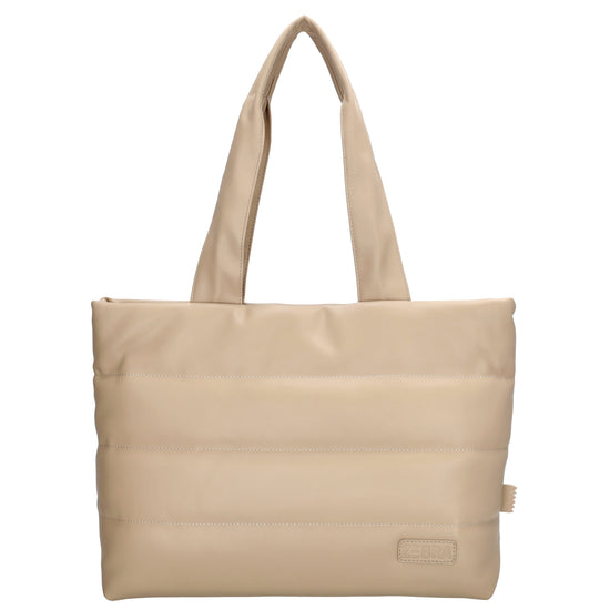Shopper gesteppt 48x30cm in Beige aus Kunstleder - leder-accessoires.com