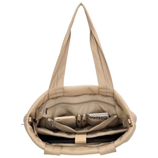 Shopper gesteppt 48x30cm in Beige aus Kunstleder - leder-accessoires.com