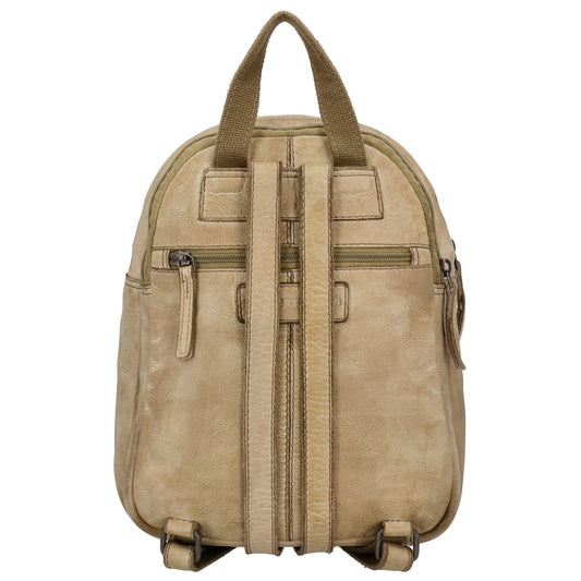 Rucksack 26 x 20cm in Sand mit Vortasche in Leder - leder-accessoires.com