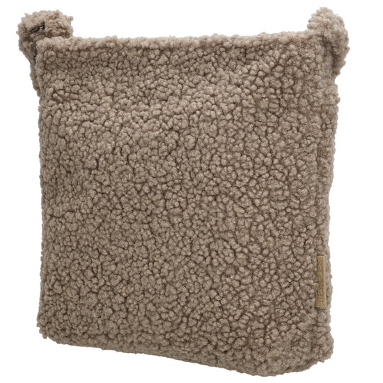 Umhängetasche Teddyfell 24 x 33cm in Taupe mit Reißverschluss - leder-accessoires.com