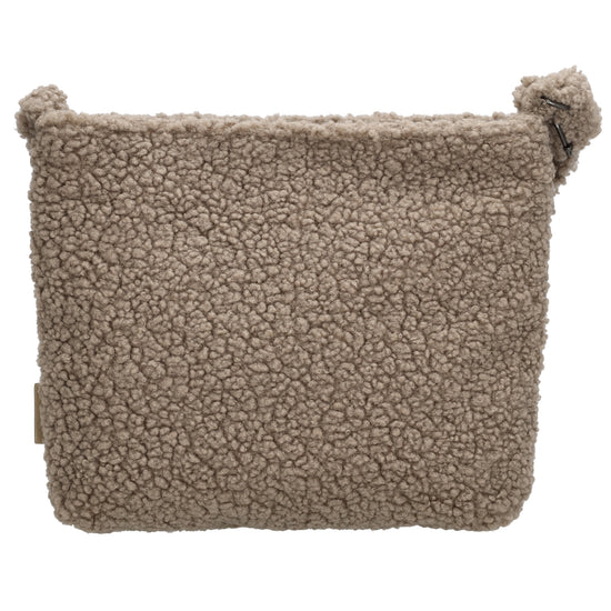 Umhängetasche Teddyfell 24 x 33cm in Taupe mit Reißverschluss - leder-accessoires.com