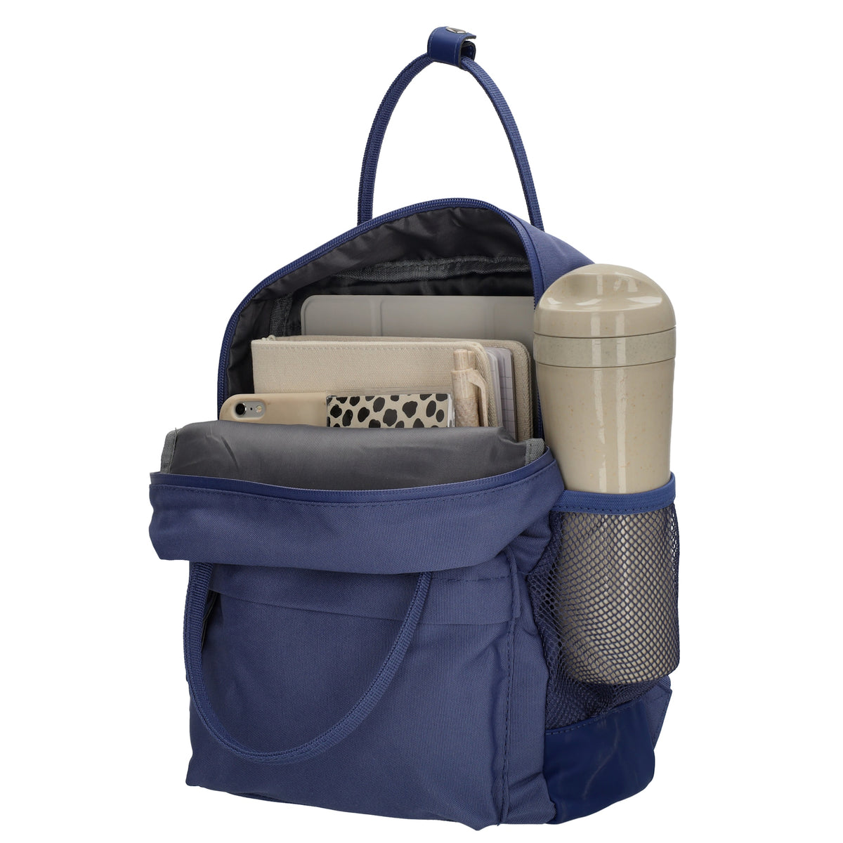Rucksack 23x31,5cm in Jeans mit Reißverschluss und Vortasche - leder-accessoires.com