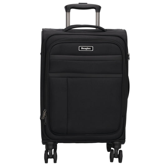 Reisetrolley|Weichgepäck 55cm in Schwarz mit 4-Rad - leder-accessoires.com