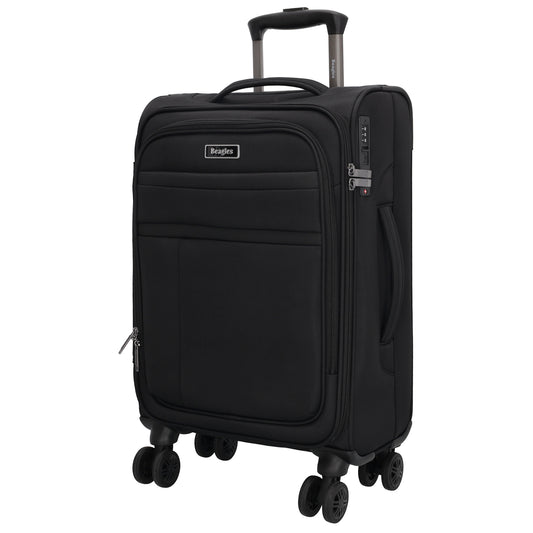 Reisetrolley|Weichgepäck 55cm in Schwarz mit 4-Rad - leder-accessoires.com