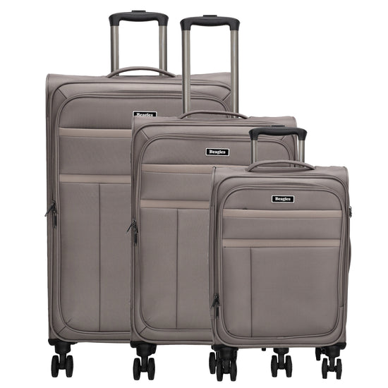 Reisetrolley|Weichgepäck im SET 76|66|57cm in Taupe mit 4-Rad - leder-accessoires.com