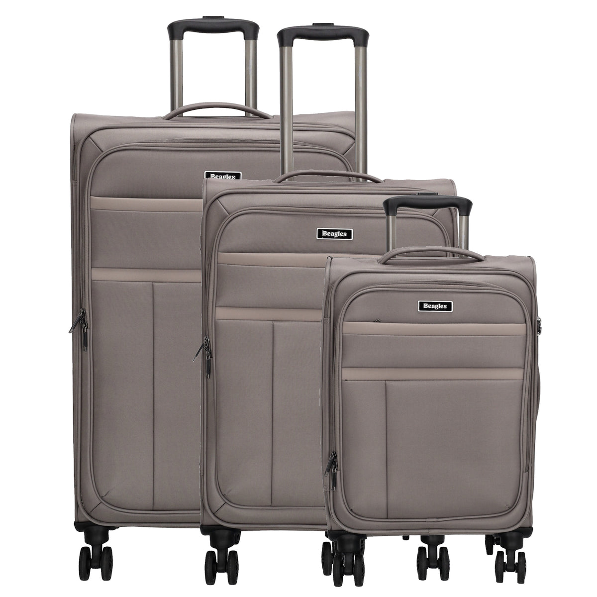 Reisetrolley|Weichgepäck im SET 76|66|57cm in Taupe mit 4-Rad - leder-accessoires.com