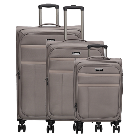 Reisetrolley|Weichgepäck im SET 76|66|57cm in Taupe mit 4-Rad - leder-accessoires.com
