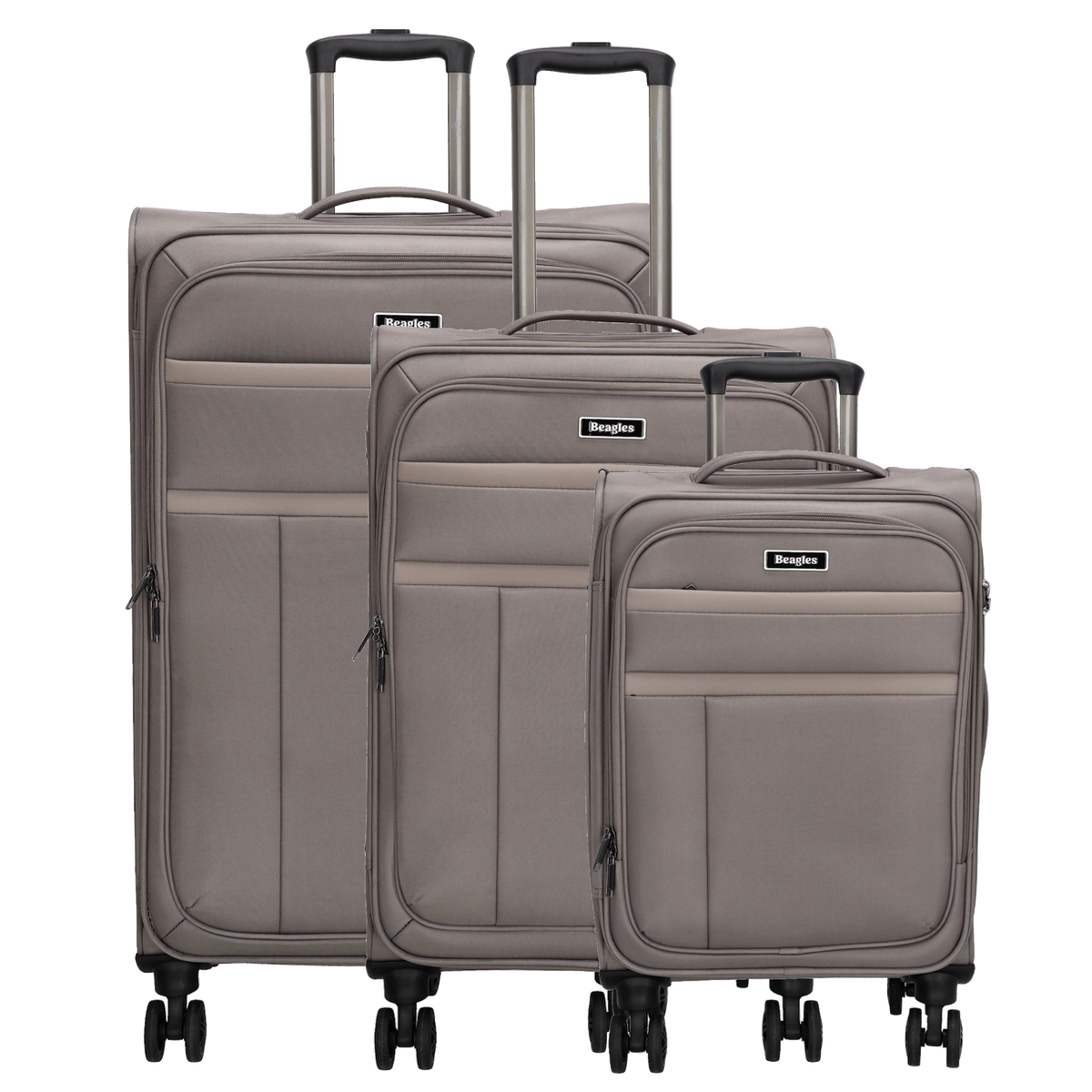 Reisetrolley|Weichgepäck im SET 76|66|57cm in Taupe mit 4-Rad - leder-accessoires.com