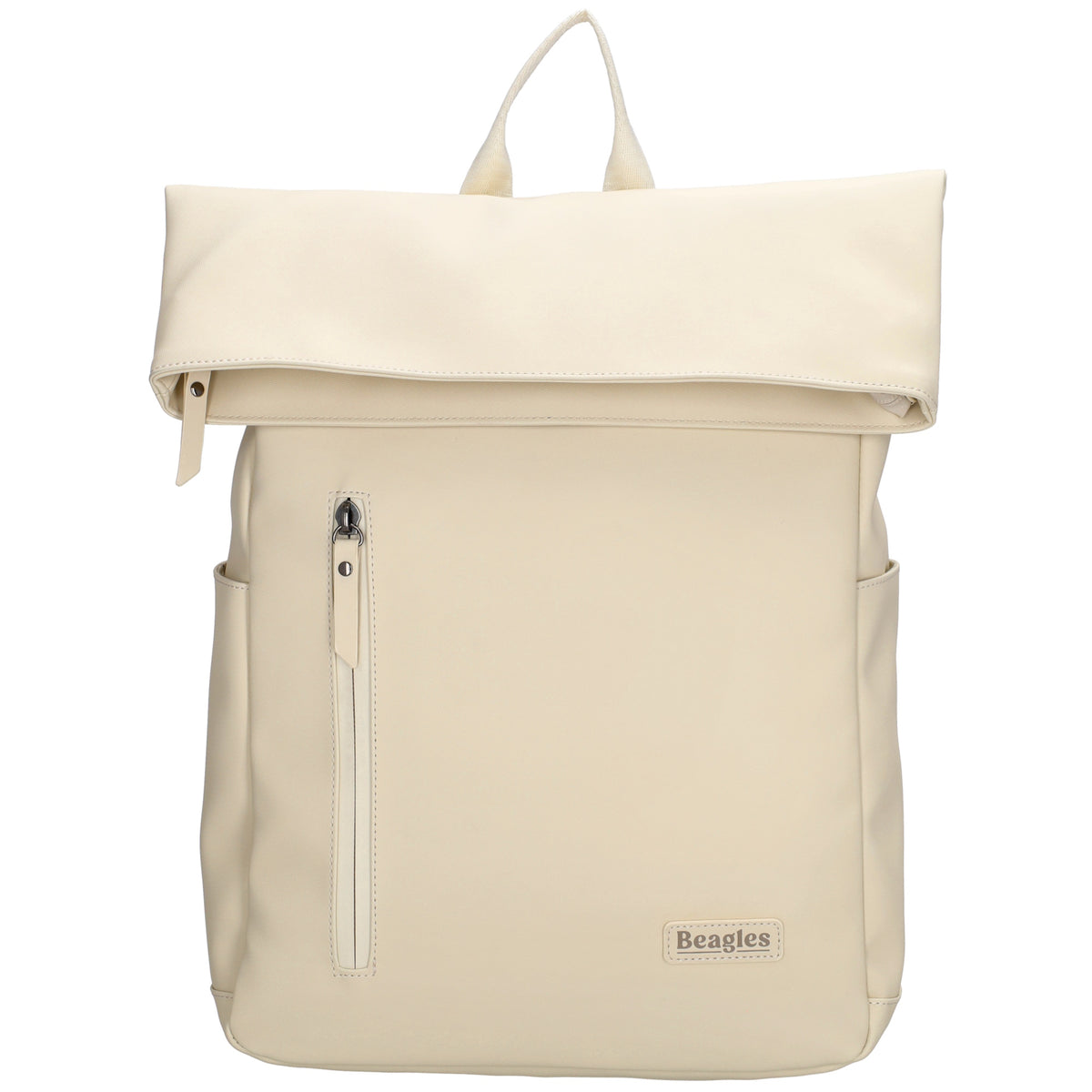 Cityrucksack 36x28cm in Creme mit Umschlag und Reißverschluss - leder-accessoires.com