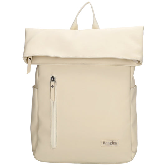 Cityrucksack 36x28cm in Creme mit Umschlag und Reißverschluss - leder-accessoires.com