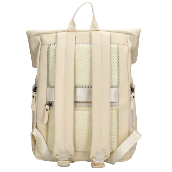 Cityrucksack 36x28cm in Creme mit Umschlag und Reißverschluss - leder-accessoires.com