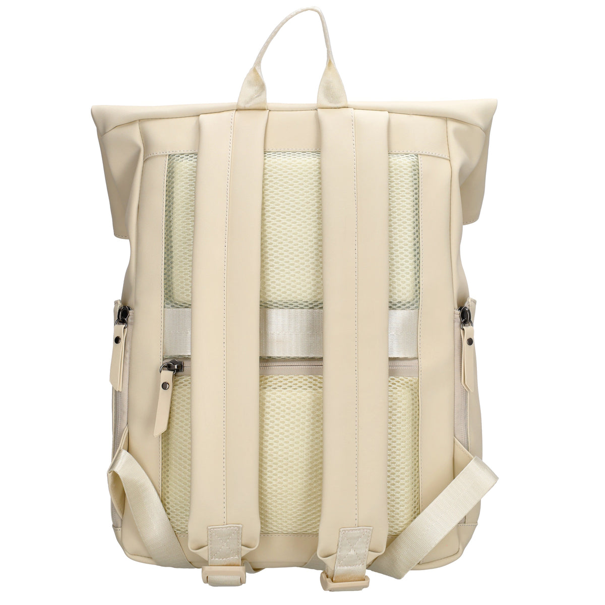 Cityrucksack 36x28cm in Creme mit Umschlag und Reißverschluss - leder-accessoires.com