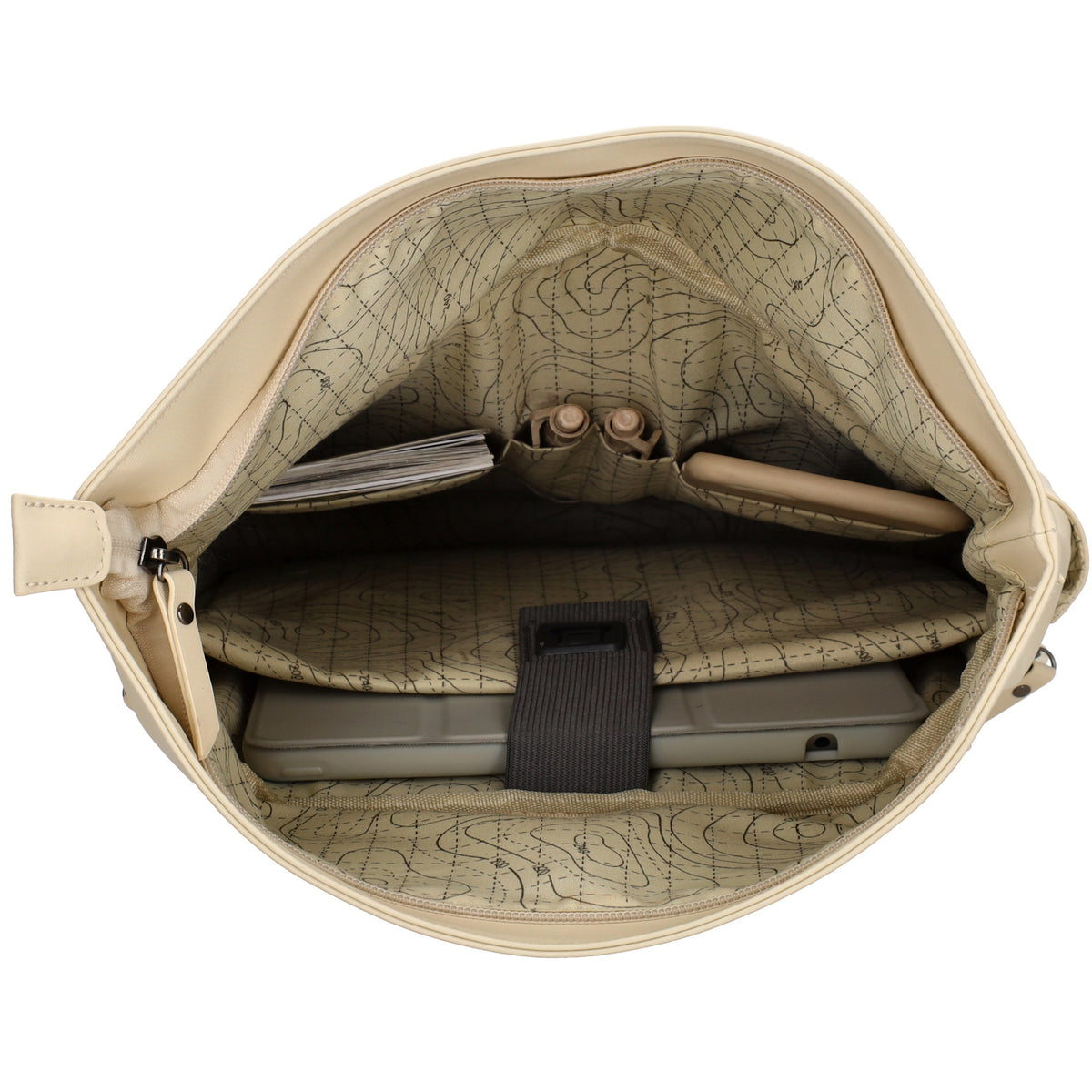Cityrucksack 36x28cm in Creme mit Umschlag und Reißverschluss - leder-accessoires.com