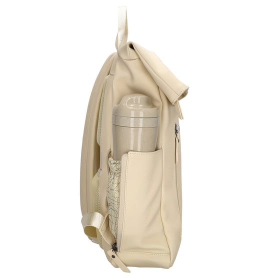 Cityrucksack 36x28cm in Creme mit Umschlag und Reißverschluss - leder-accessoires.com
