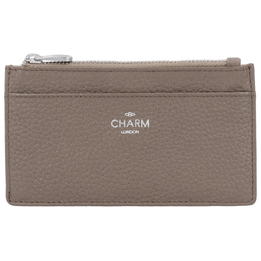 Karten-| Schlüsseletui 13,5x7,5cm in Taupe mit Reißverschluss - leder-accessoires.com