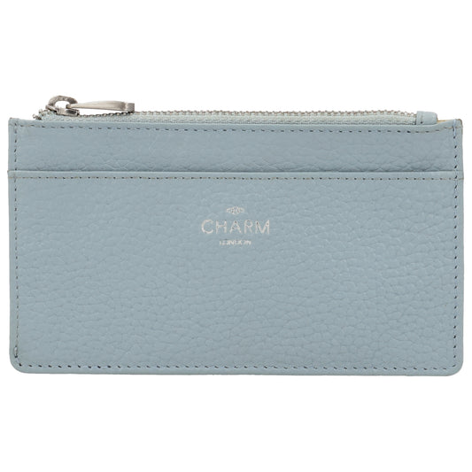 Karten-| Schlüsseletui 13,5x7,5cm in Hellblau mit Reißverschluss - leder-accessoires.com