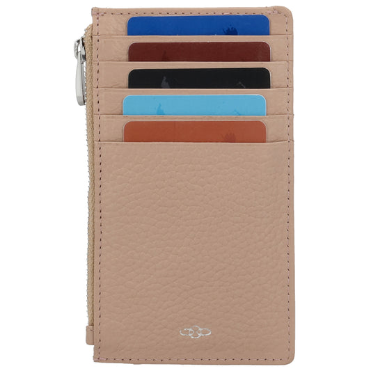 Karten-| Schlüsseletui 13,5x7,5cm in Altrosa mit Reißverschluss - leder-accessoires.com
