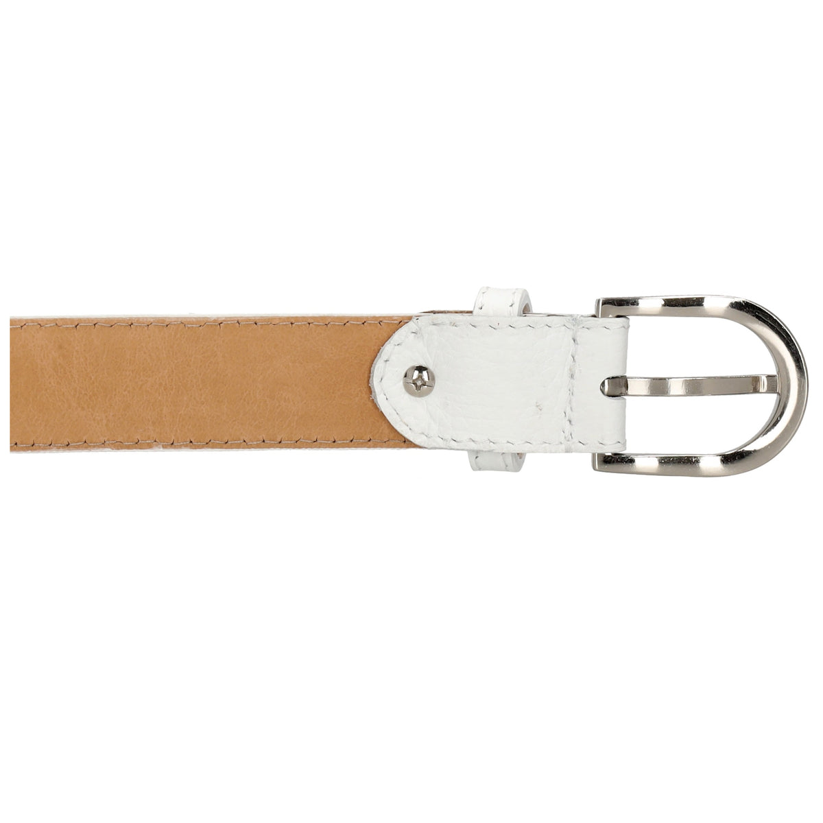 Weißer Ledergürtel 2cm mit silberner Schnalle, individuell kürzbar - leder-accessoires.com